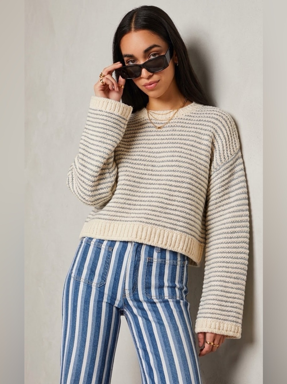 NWOT MOTHER The Cotton Bell Sleeve Roll Sweater SZ Medium DID YOU MAKE THAT